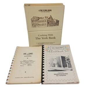 Vintage 3 Lot York PA Charity Cookbooks 1953 Salvation Army York Bank Recipes
